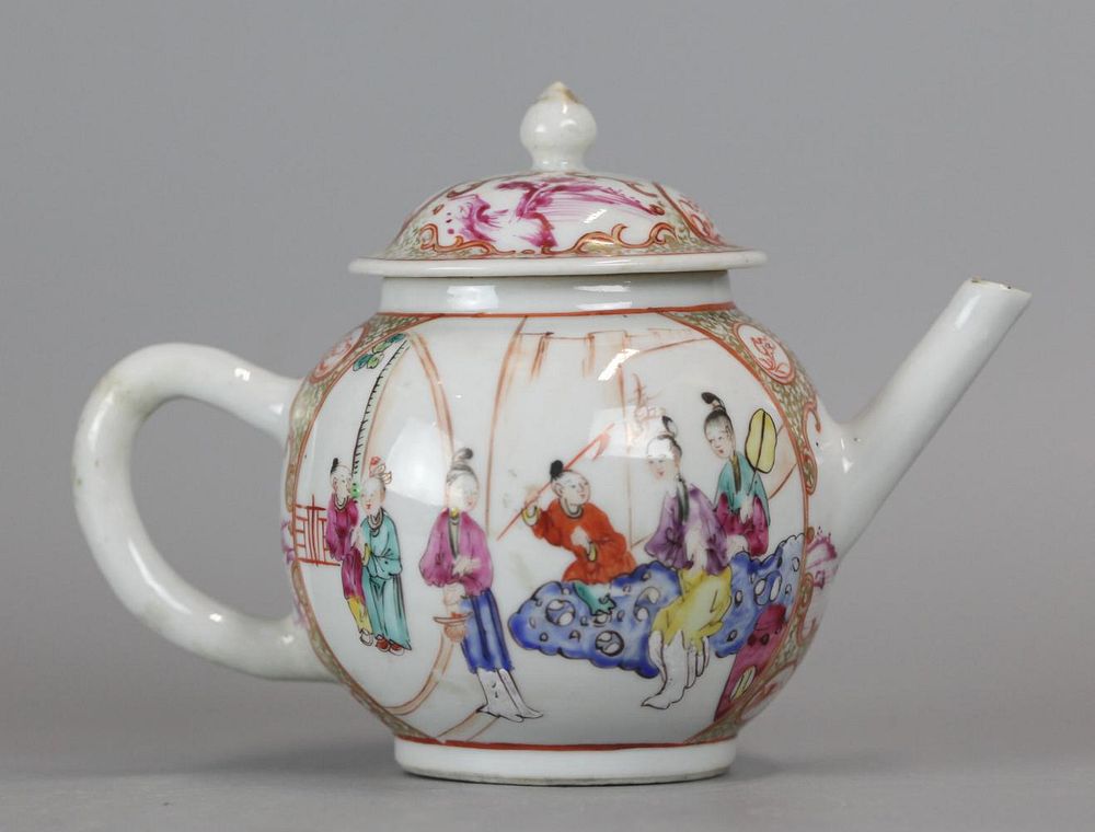 Appraisal: Chinese porcelain teapot possibly th c decorated with figural scenes