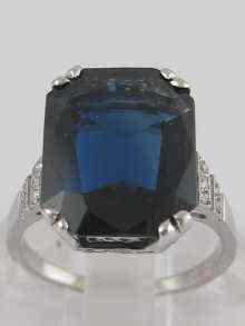 Appraisal: A French hallmarked platinum sapphire and diamond Art Deco ring