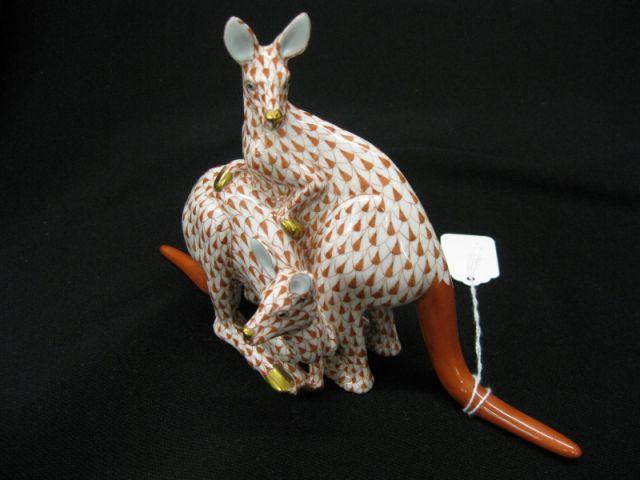 Appraisal: Herend Fishnet Porcelain Figurine of Two Kangaroos tall excellent