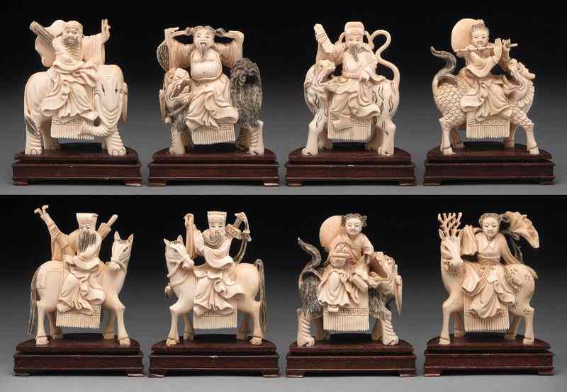 Appraisal: Chinese carved ivory figures International buyers should note that several