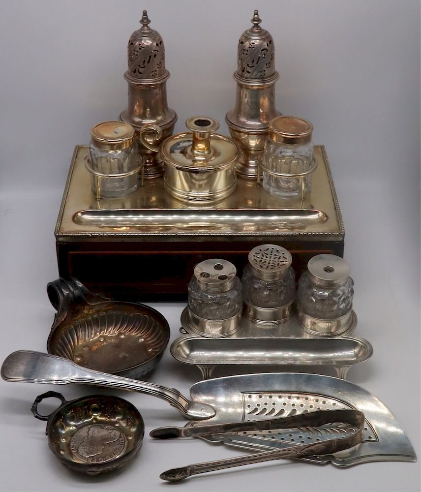 Appraisal: SILVER Assorted English and French Silver Tablewares Includes a pair