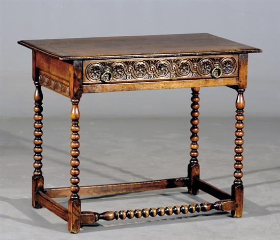 Appraisal: Continental carved oak side table th th centuryrectangular molded top