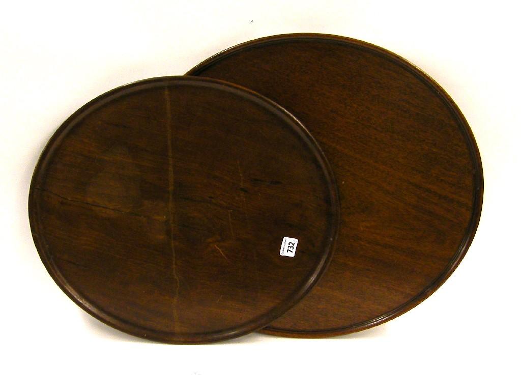 Appraisal: th century mahogany circular tray with raised moulded border diameter