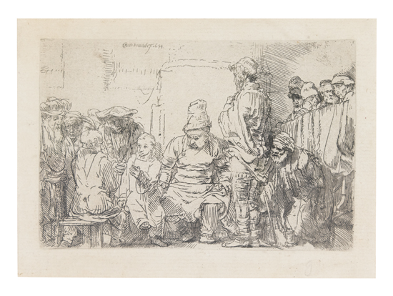 Appraisal: REMBRANDT VAN RIJN Christ Seated Disputing with the Doctors Etching