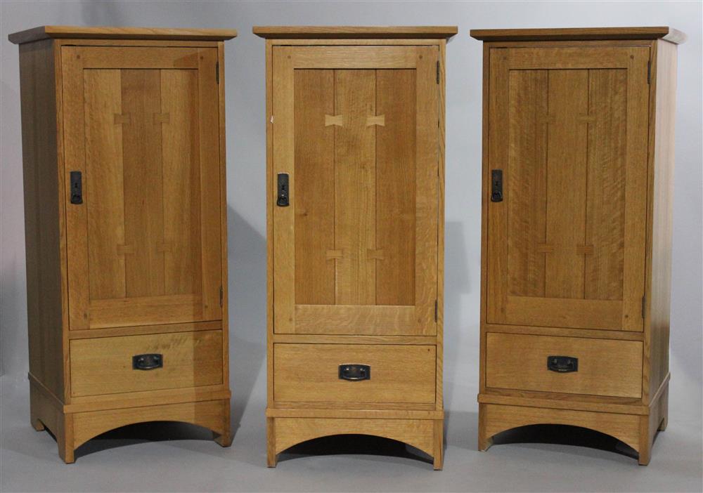 Appraisal: SET OF THREE STICKLEY TALL PINE CRAFTSMAN STYLE ELECTRONICS CABINETS