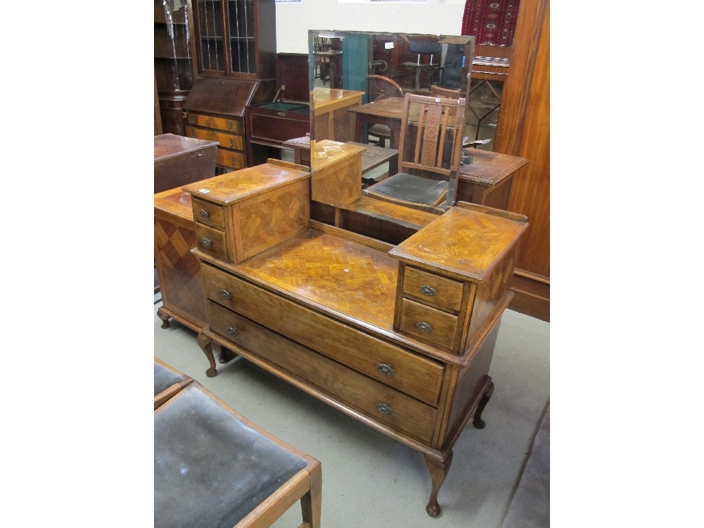 Appraisal: Oak parquetry effect dressing chest with a similar chest of