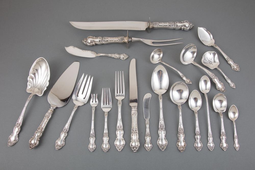 Appraisal: American Sterling Silver Flatware Service Watson Meadow Rose pattern pat