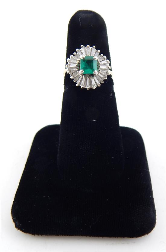 Appraisal: JEWELRY K yellow gold emerald and diamond ballerina ring with