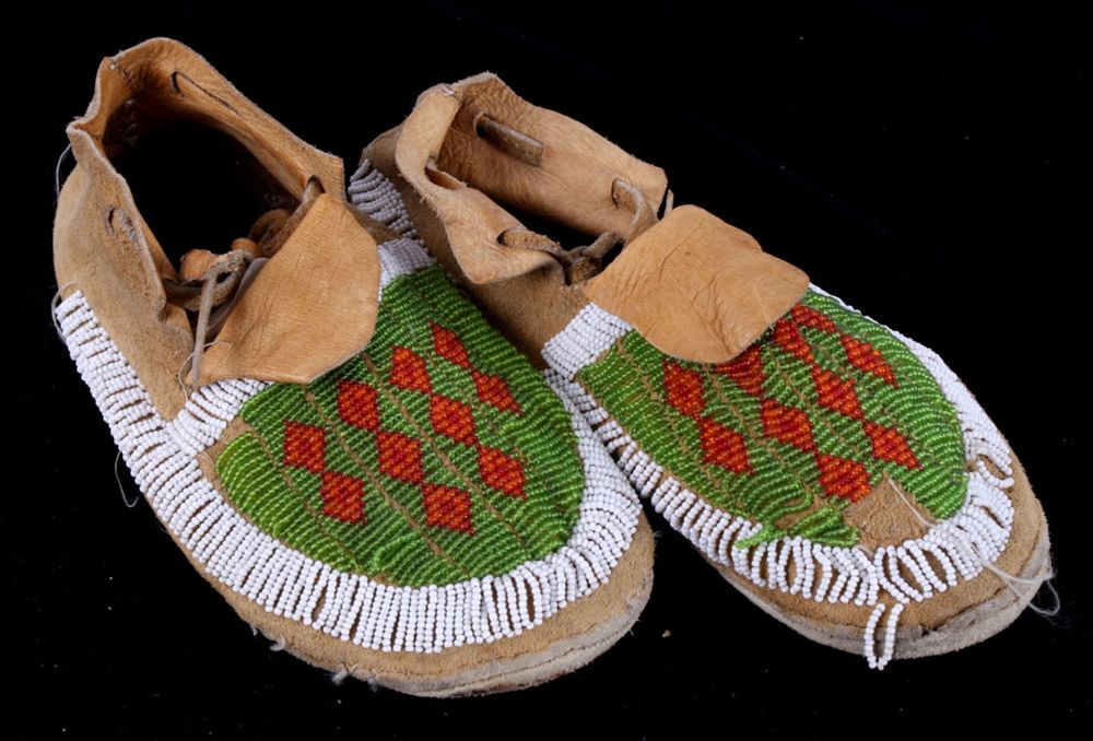 Appraisal: Montana Reservation Crow Beaded Moccasins For your consideration is this