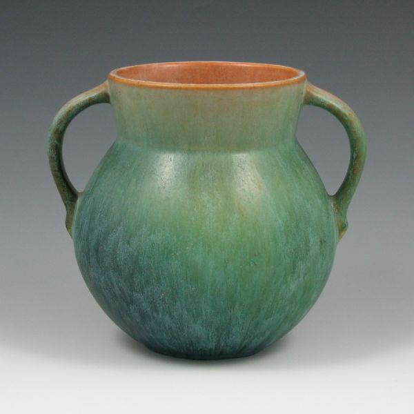 Appraisal: Roseville Earlam handled vase in matte blue green and brown