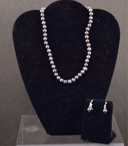 Appraisal: mm Single Strand Pearl Necklace and Earrings Sterling Silver clasp