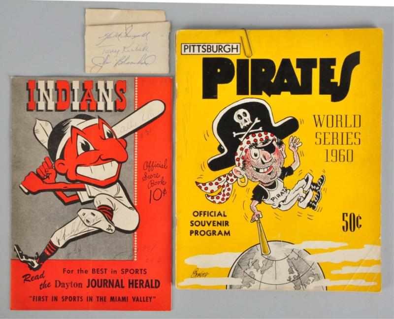 Appraisal: Lot of Indians Scorecard Pirates WS Program Description Indians scorecard