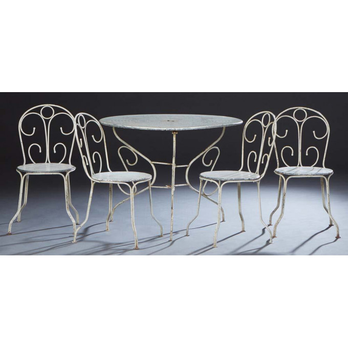 Appraisal: French Five Piece Wrought Iron Patio Set th c consisting