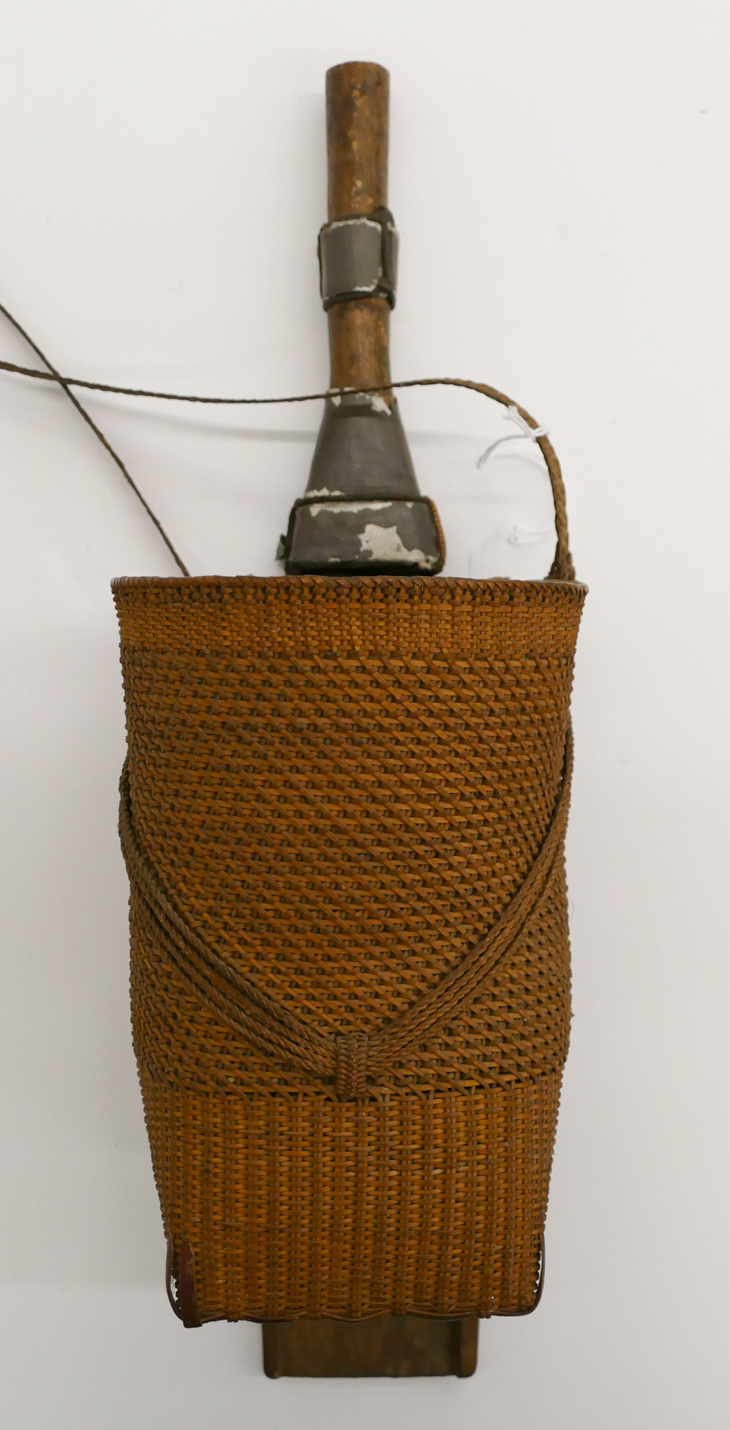 Appraisal: Fine Burmese Gathering Basket with Knife '' - Break to