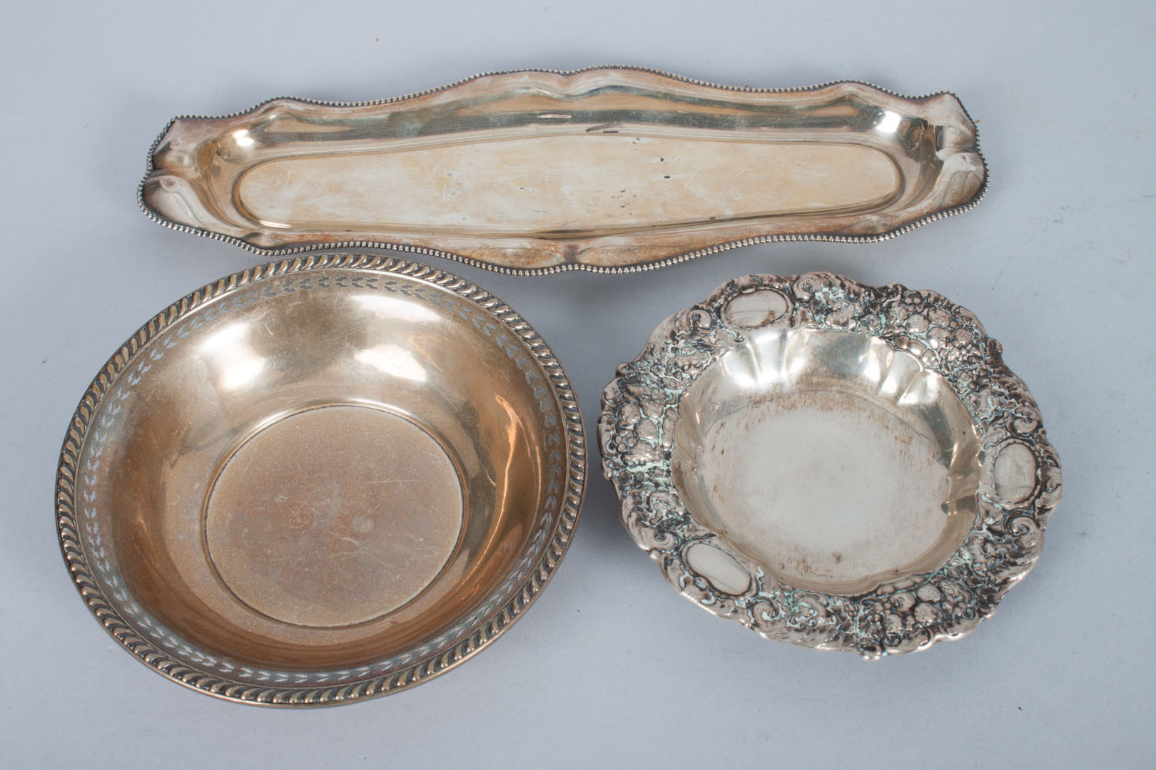 Appraisal: Three silver table articles including Watson bowl in Diam German