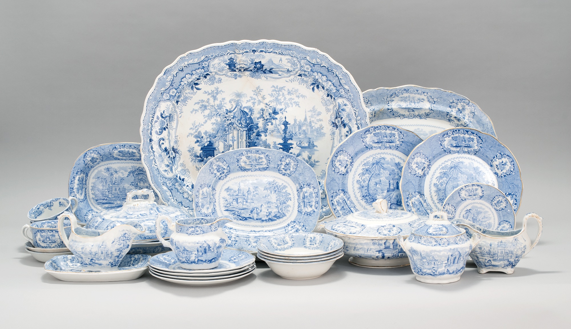 Appraisal: PARTIAL SET OF BLUE AND WHITE RIDGWAYS CHINA English th