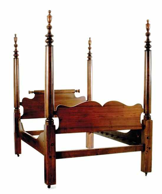 Appraisal: Late Federal poplar tall post bed circa urn finials atop