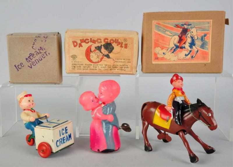 Appraisal: Lot of Celluloid Wind-Up Toys Japanese Working Includes one ice