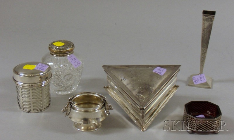 Appraisal: Six Sterling and Silver Plated Tableware and Vanity Items a