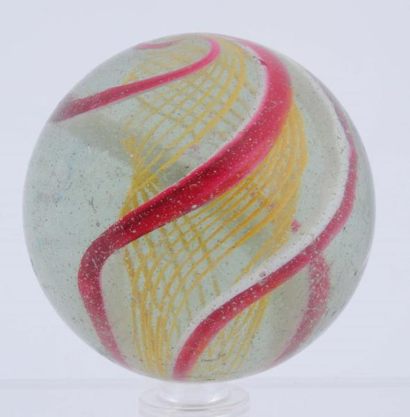 Appraisal: Large Ribbon Latticino Swirl Marble Core is made up with