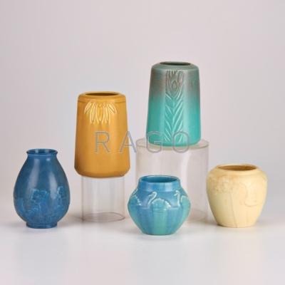 Appraisal: ROOKWOOD Five production vases - All flame marked Tallest Condition