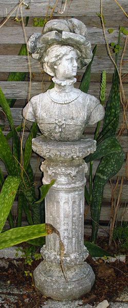 Appraisal: VICTORIAN LADY BUST CONCRETE GARDEN STATUE WITH PEDESTAL Bust measures