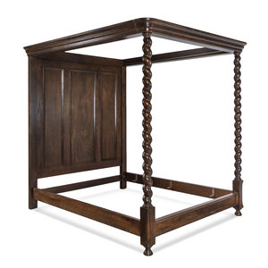 Appraisal: A Jacobean Style Walnut Tester Bed th Century Height x