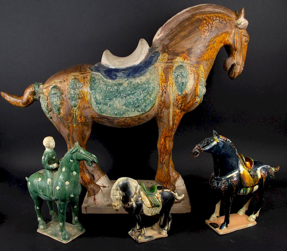 Appraisal: Group of Four Tang Style Horses Chinese All painted in