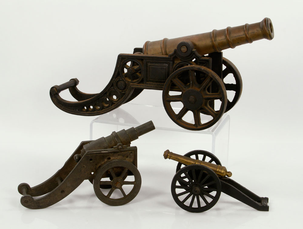 Appraisal: A - Cast Iron and Bronze Toy Cannons Lot of