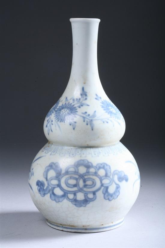 Appraisal: KOREAN BLUE AND WHITE PORCELAIN DOUBLE GOURD VASE - in