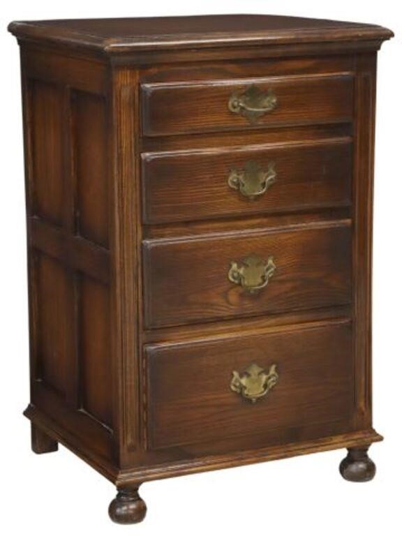 Appraisal: English oak nightstand petite chest of drawers th c molded