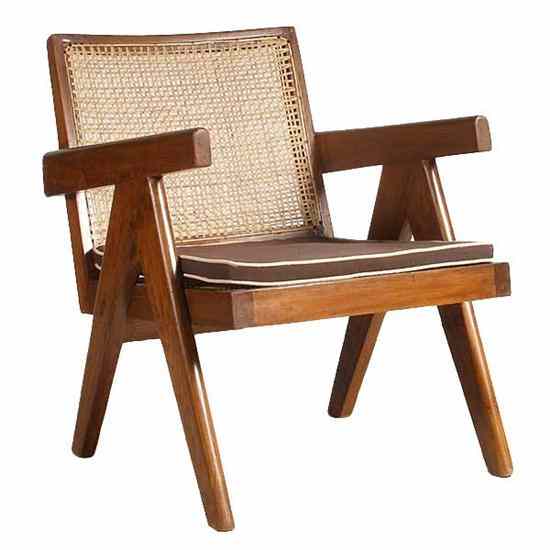 Appraisal: A Caned Teak Easy Armchair Pierre Jeanneret circa - having