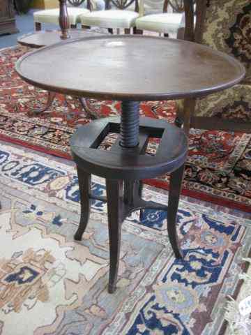 Appraisal: Victorian Mahogany Adjustable Side Table '' diameter top