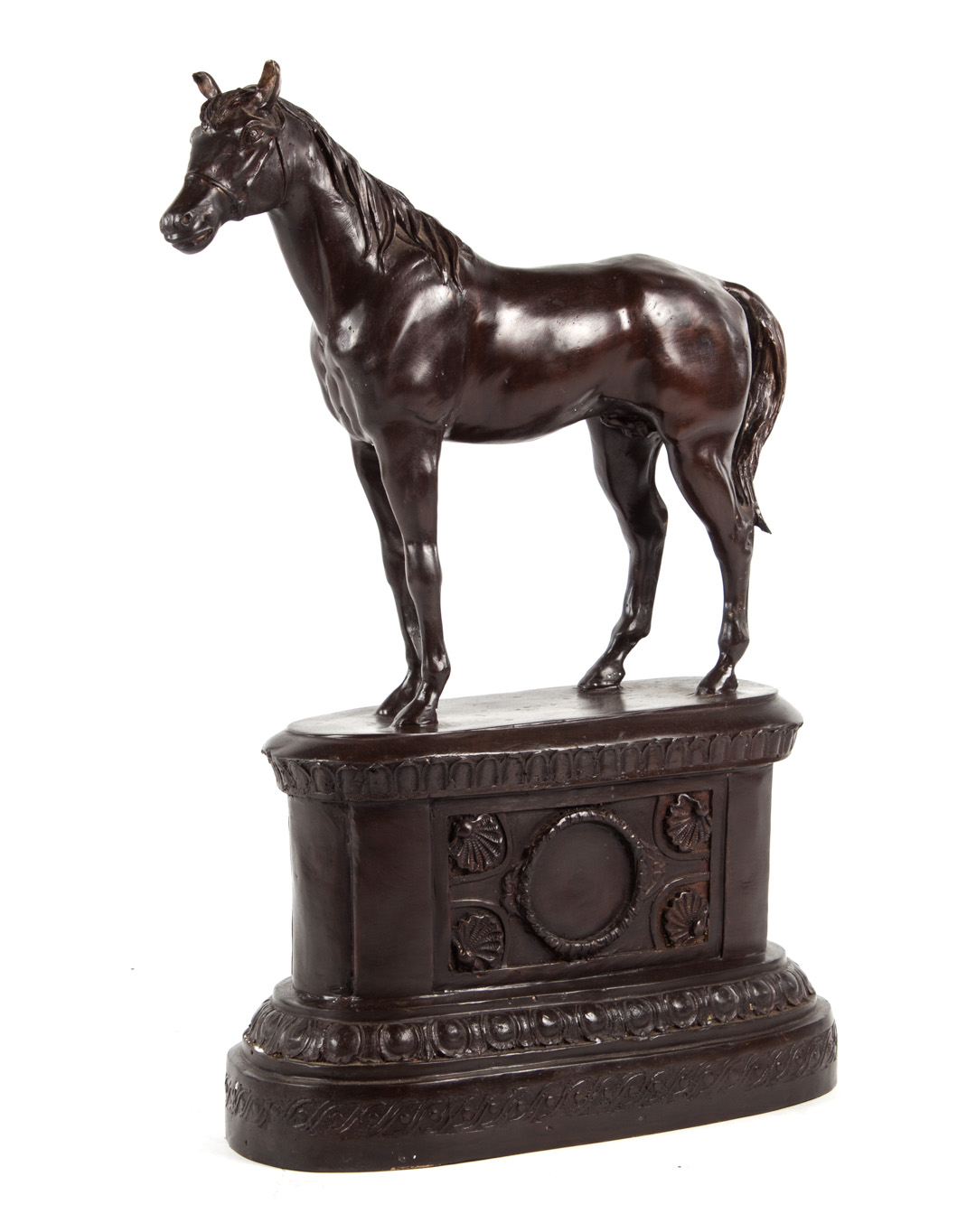 Appraisal: Patinated bronze equestrian figure modeled as champion horse on classical