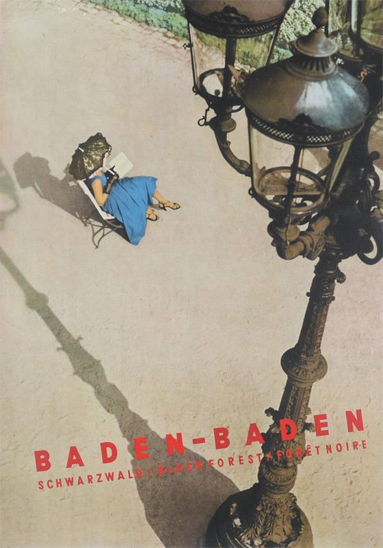 Appraisal: VINTAGE BADEN-BADEN ADVERSTING POSTER Scene of a Woman in a