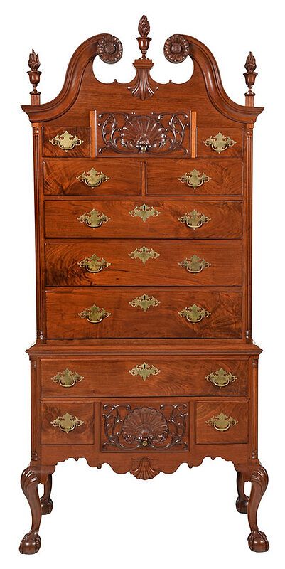 Appraisal: Philadelphia Chippendale Walnut High Chest - with shell and rosette