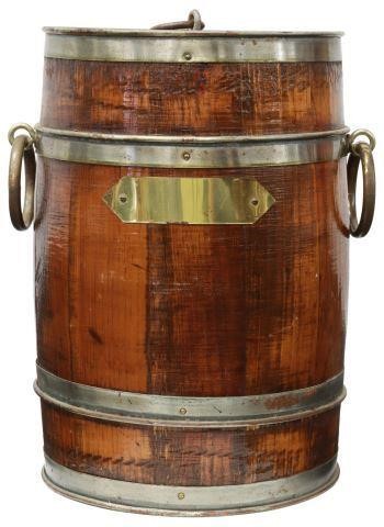 Appraisal: English barrel-form wine cooler early th c with metal banding