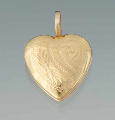 Appraisal: A Gold Heart Locket Pendant k yellow gold heart shape