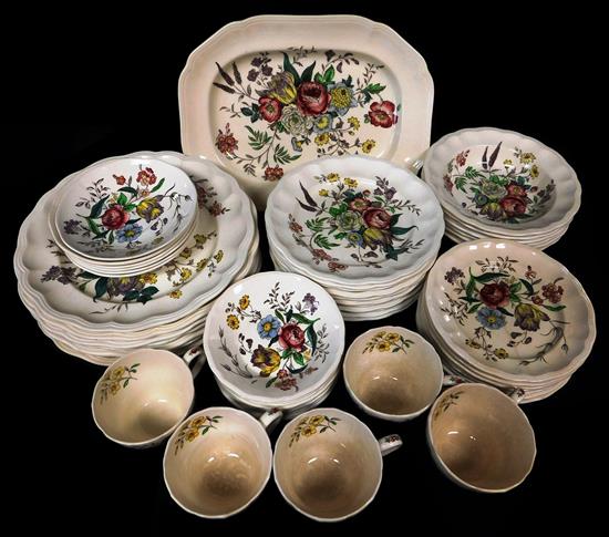 Appraisal: Copeland Spode Gainsborough pattern dinnerware approximately fifty-five pieces polychrome floral