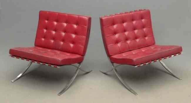 Appraisal: Pair Barcelona chairs Labeled ''Knoll Associates N Y '' both