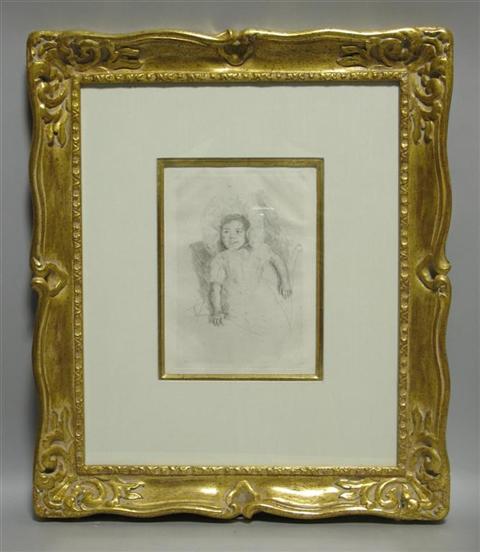 Appraisal: MARY CASSAT AMERICAN - MARGOT WEARING A BONNET no Drypoint