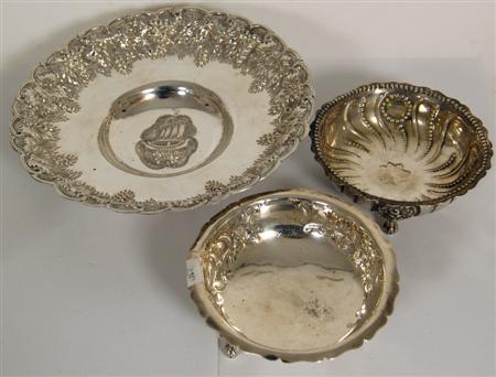 Appraisal: A Continental silver bowl marked EXPORT of shaped circular outline