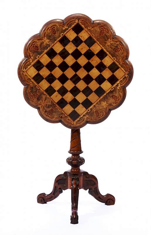 Appraisal: th c Games table with tilt chess board top th