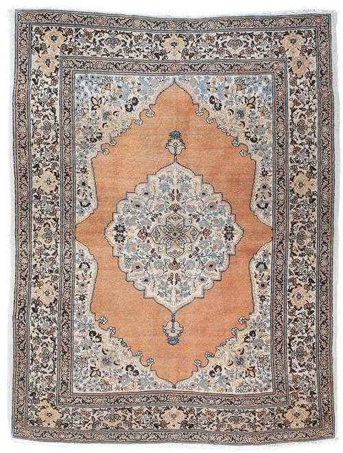 Appraisal: TABRIZ old Orange central field with white corner motifs and