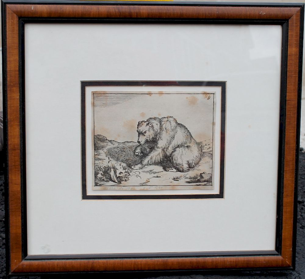 Appraisal: Antique Engraving of a Bear Antique Engraving of a Bear