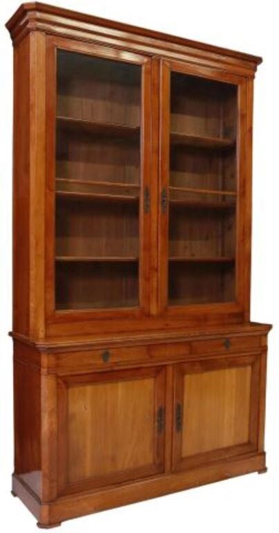 Appraisal: French Louis Philippe period fruitwood bookcase th c having molded