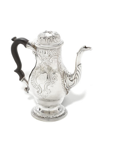 Appraisal: A George II silver coffee pot by James Gould London