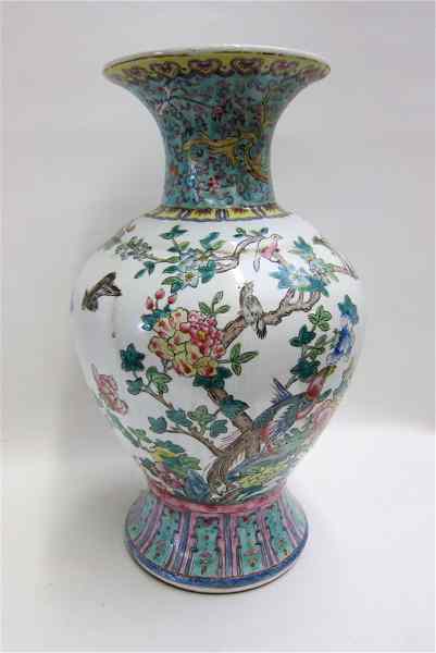 Appraisal: CHINESE PORCELAIN VASE hand enameled with bird and floral decoration