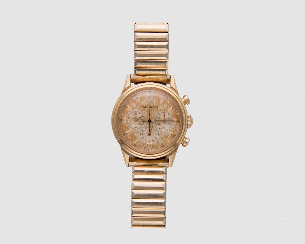 Appraisal: MOVADO K Yellow Gold Chronograph Wristwatch MOVADO K Yellow Gold