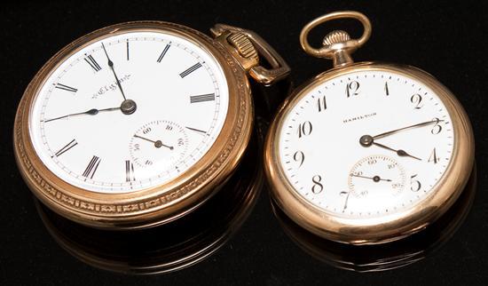 Appraisal: Two gold filled open-face pocket watches Elgin movement marked Hamilton